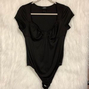 Just Polly New York Black Short Sleeve Bodysuit